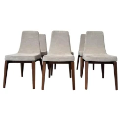 6er Set Stuhl Ala 52703 Stoff Tinto 6511 Avorio Beige Gestell Esche Getönt Nussbaum