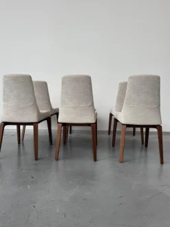 6er Set Stuhl Ala 52703 Stoff Tinto 6511 Avorio Beige Gestell Esche Getönt Nussbaum