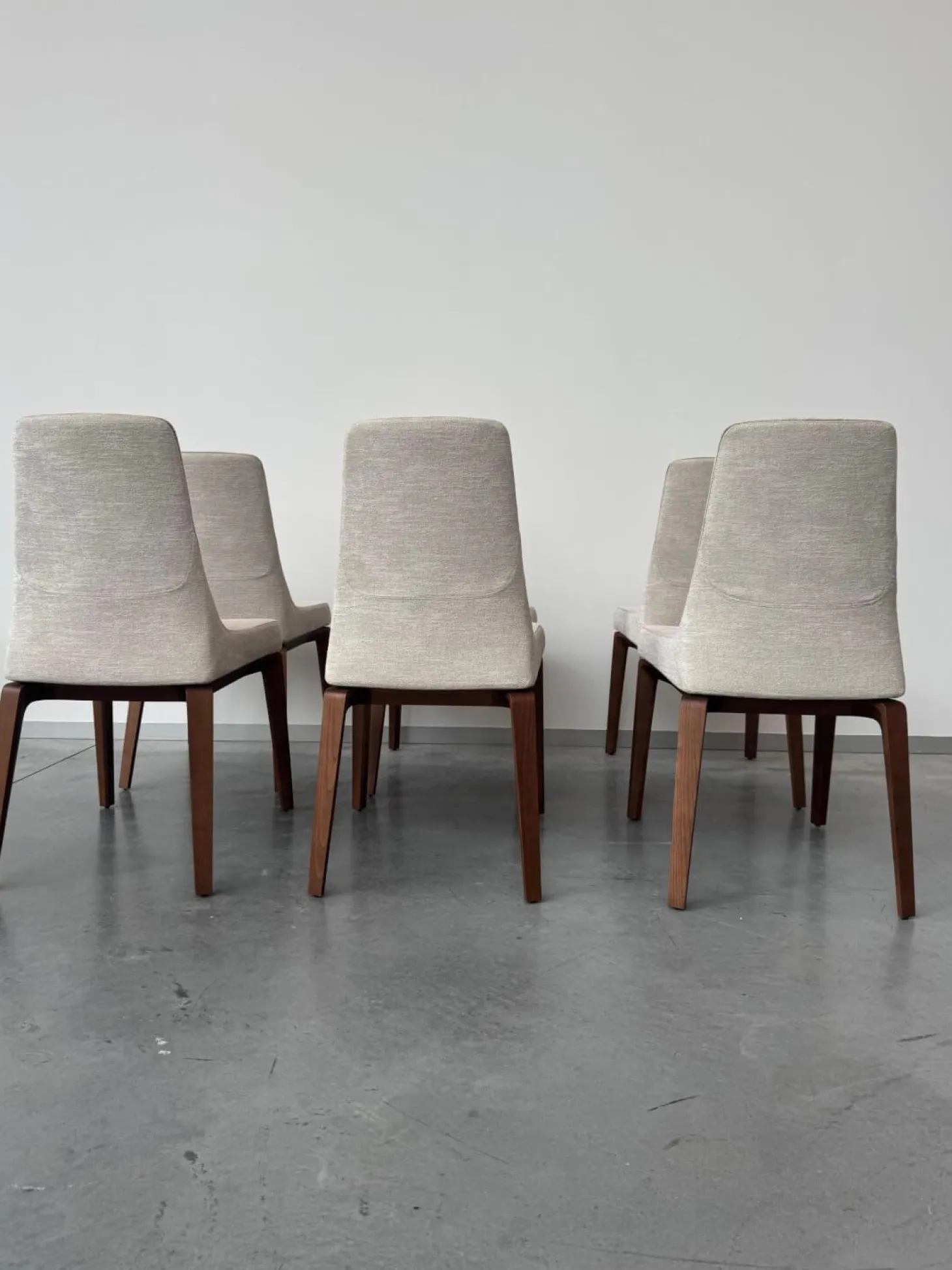 6er Set Stuhl Ala 52703 Stoff Tinto 6511 Avorio Beige Gestell Esche Getönt Nussbaum