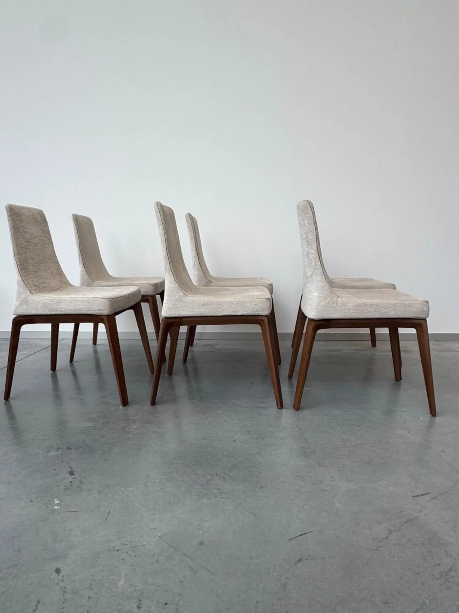 6er Set Stuhl Ala 52703 Stoff Tinto 6511 Avorio Beige Gestell Esche Getönt Nussbaum