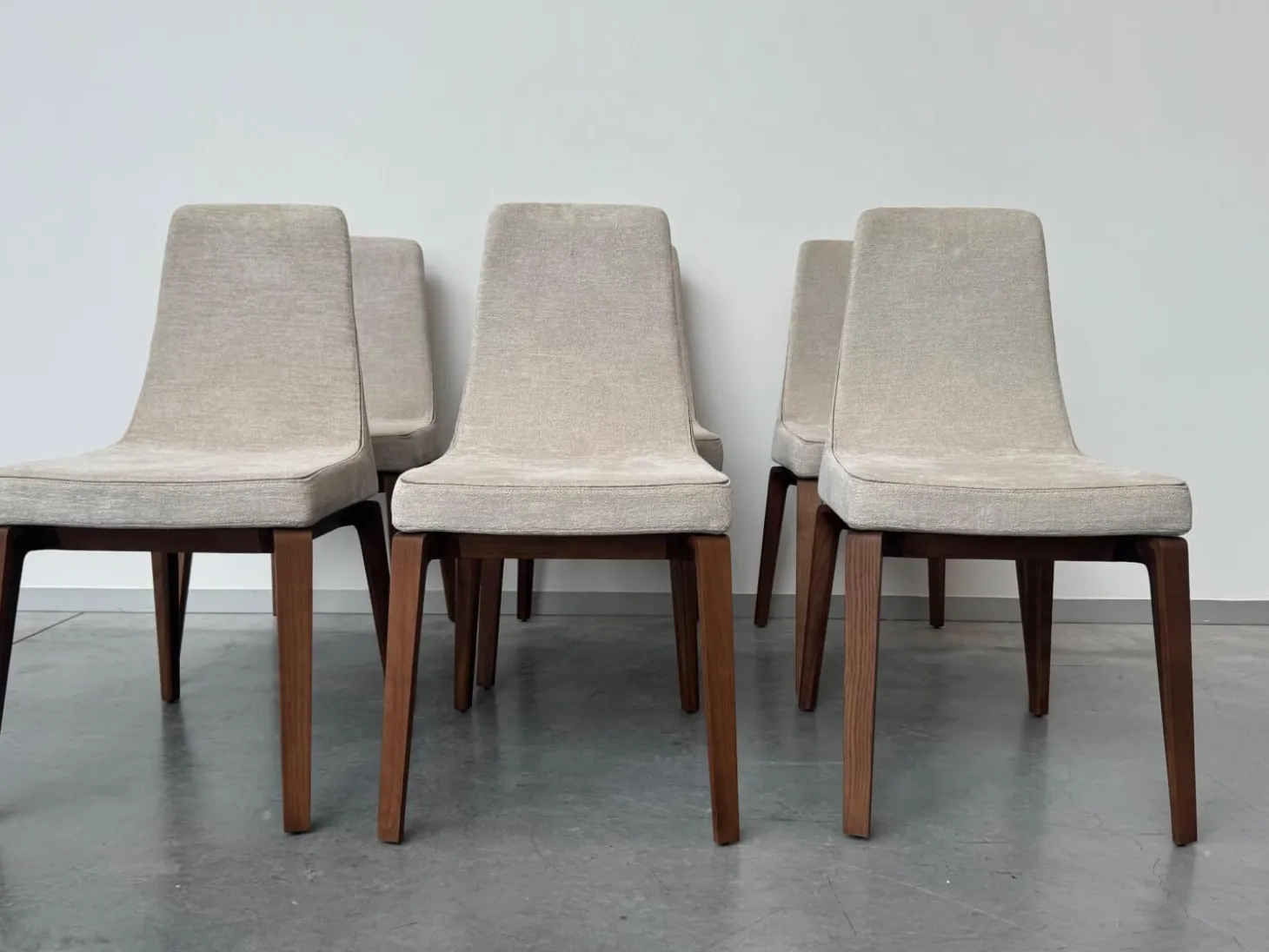 6er Set Stuhl Ala 52703 Stoff Tinto 6511 Avorio Beige Gestell Esche Getönt Nussbaum