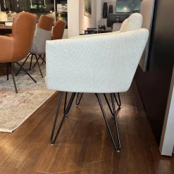 2er Set Stuhl Alva Stoff Amiri Offwhite Weiß Füße Schwarz Mit Armlehnen