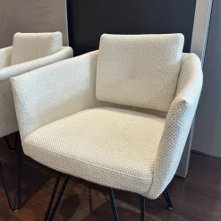 2er Set Stuhl Alva Stoff Amiri Offwhite Weiß Füße Schwarz Mit Armlehnen