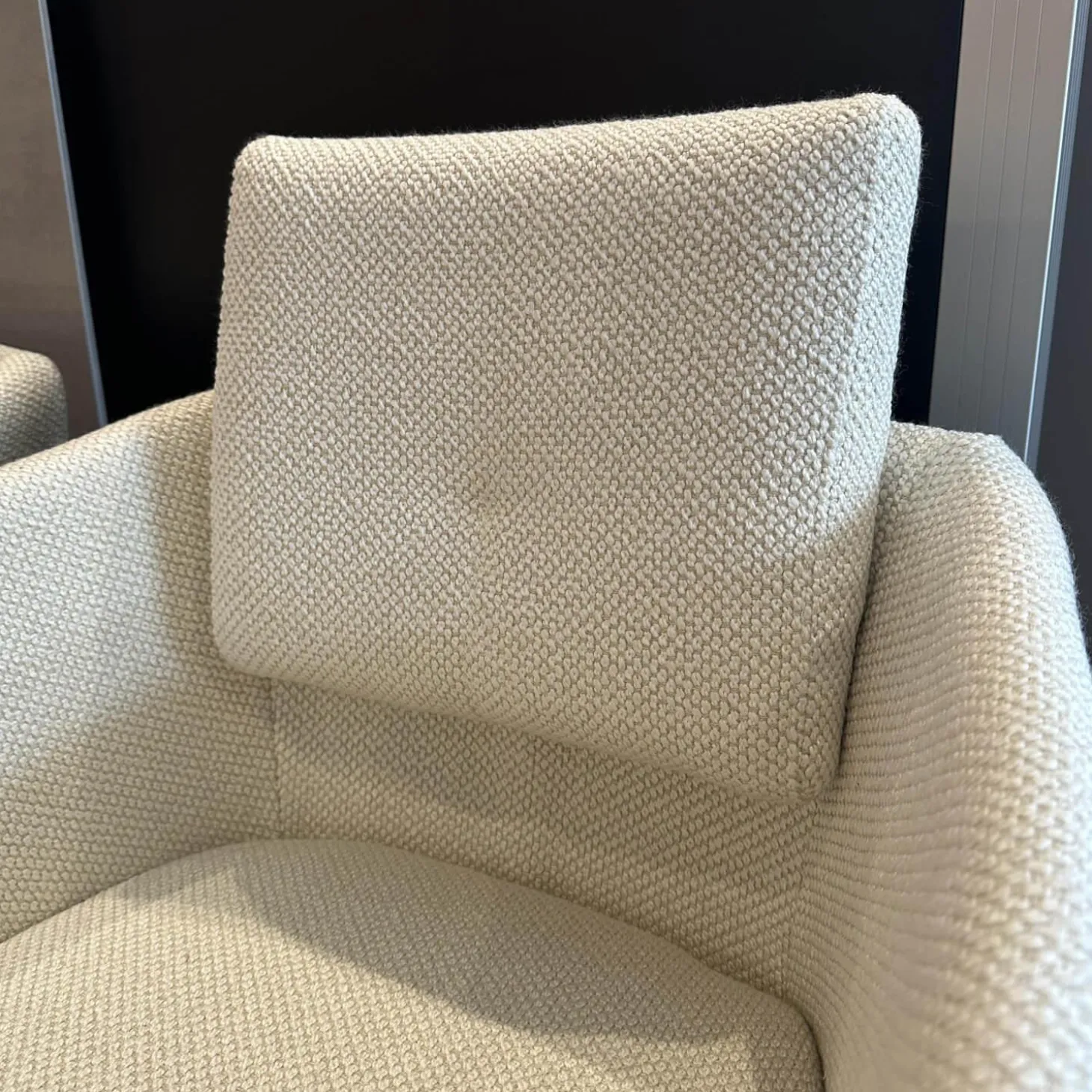 2er Set Stuhl Alva Stoff Amiri Offwhite Weiß Füße Schwarz Mit Armlehnen