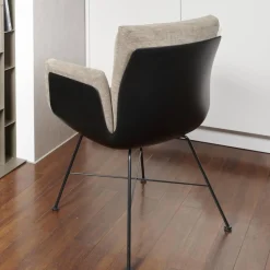 2-er Set Stuhl Alvo Stoff 8143 Taupe Schale Kunststoff Schwarz Drahtgestell Pulver Schwarz