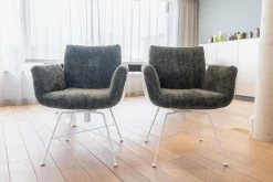 2er Set Stuhl Alvo Stoff 9042 Tannengrün Grün Gestell Schneeweiß Pulverbeschichtet