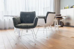 2er Set Stuhl Alvo Stoff 9042 Tannengrün Grün Gestell Schneeweiß Pulverbeschichtet