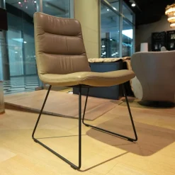 2er Set Stuhl Arva Light Leder Sauvage Schlammgrau 8103 Braun Grau Drahtkufengestell Struktur Schwarz M02