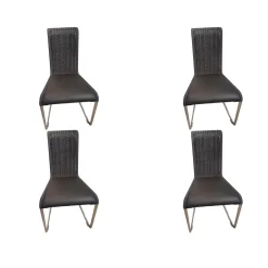 4er Set Stuhl B20i Bezug Leder 1 Anthrazit Geflecht Anthrazit Gestell Verchromt Mit Filzgleitern