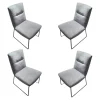 4er Set Stuhl Calgary Chenillestoff Hellblau Kufe Metall Anthrazit Pulverbeschichtet