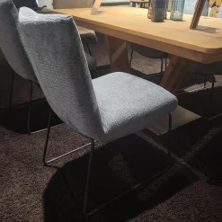 4er Set Stuhl Calgary Chenillestoff Hellblau Kufe Metall Anthrazit Pulverbeschichtet