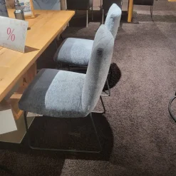 4er Set Stuhl Calgary Chenillestoff Hellblau Kufe Metall Anthrazit Pulverbeschichtet