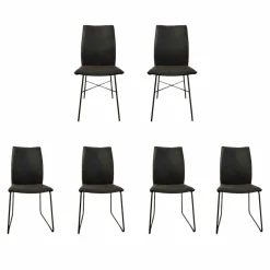 6er Set Stuhl Capri Stoff Vintage-Microfaser Aberdeen Anthrazit Gestell Roheisen Geschwärzt
