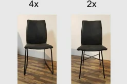 6er Set Stuhl Capri Stoff Vintage-Microfaser Aberdeen Anthrazit Gestell Roheisen Geschwärzt