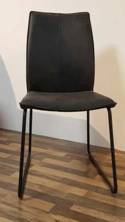 6er Set Stuhl Capri Stoff Vintage-Microfaser Aberdeen Anthrazit Gestell Roheisen Geschwärzt