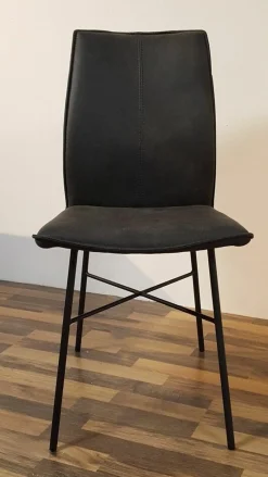 6er Set Stuhl Capri Stoff Vintage-Microfaser Aberdeen Anthrazit Gestell Roheisen Geschwärzt