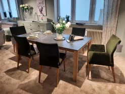 6er Set Stuhl Carry Stoff Chaves Forest Grün Gestell Eiche 32 Geölt