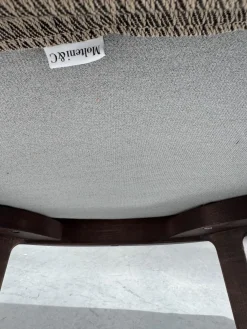 6er Set Stuhl Chelsea Stoff Wizard W33Q3 Grau Braun Gestell Massivholz Eucalyptus Gebeizt