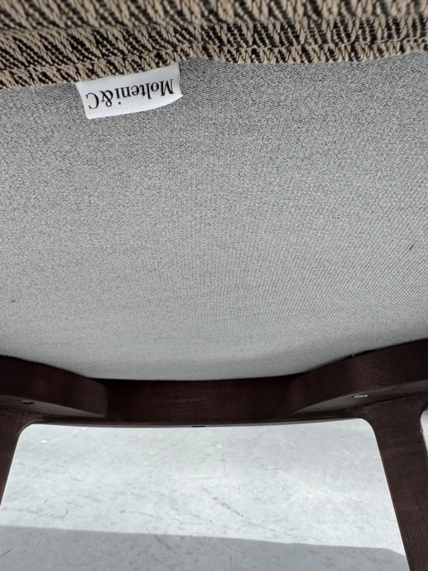 6er Set Stuhl Chelsea Stoff Wizard W33Q3 Grau Braun Gestell Massivholz Eucalyptus Gebeizt