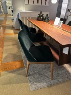 6er Set Stuhl Cloe Stoff Harald Smaragd Grün Rücken Gesteppt Füße Nussbaum Geölt