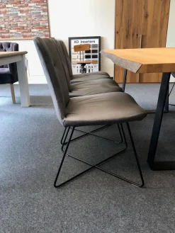 6er Set Stuhl Craft 1 Leder Cashmere Nightgray 60102 Grau Rücken Stoff Masada 11905 Anthrazit Gestell Metall Schwarz Strukturgepulvert