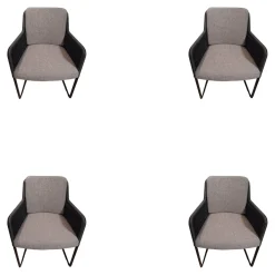 4er Set Stuhl D43 Armlehner Stoff Hallingdal Fb 130 Anthrazit Geflecht Anthrazit Gestell Schwarz Pulverbeschichtet