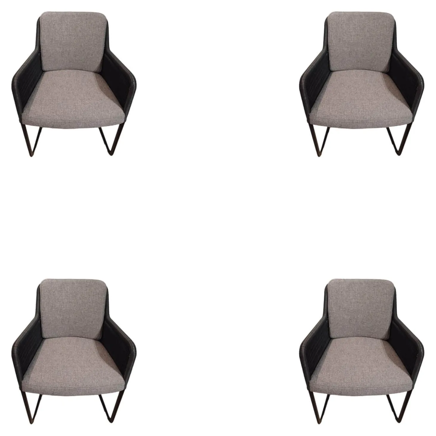 4er Set Stuhl D43 Armlehner Stoff Hallingdal Fb 130 Anthrazit Geflecht Anthrazit Gestell Schwarz Pulverbeschichtet