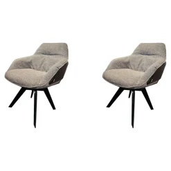 2er Set Stuhl Daron Dining Außen Leder Normandie 1 Schwarz Innen Stoff Yoko BW1727 191 Schwarz Weiß Holzgestell Eiche Massiv Schwarz Gebeizt