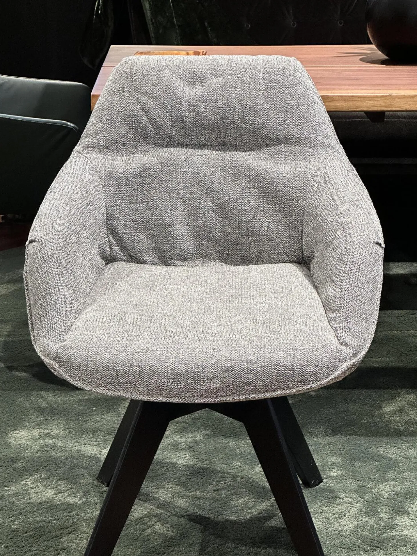 2er Set Stuhl Daron Dining Außen Leder Normandie 1 Schwarz Innen Stoff Yoko BW1727 191 Schwarz Weiß Holzgestell Eiche Massiv Schwarz Gebeizt