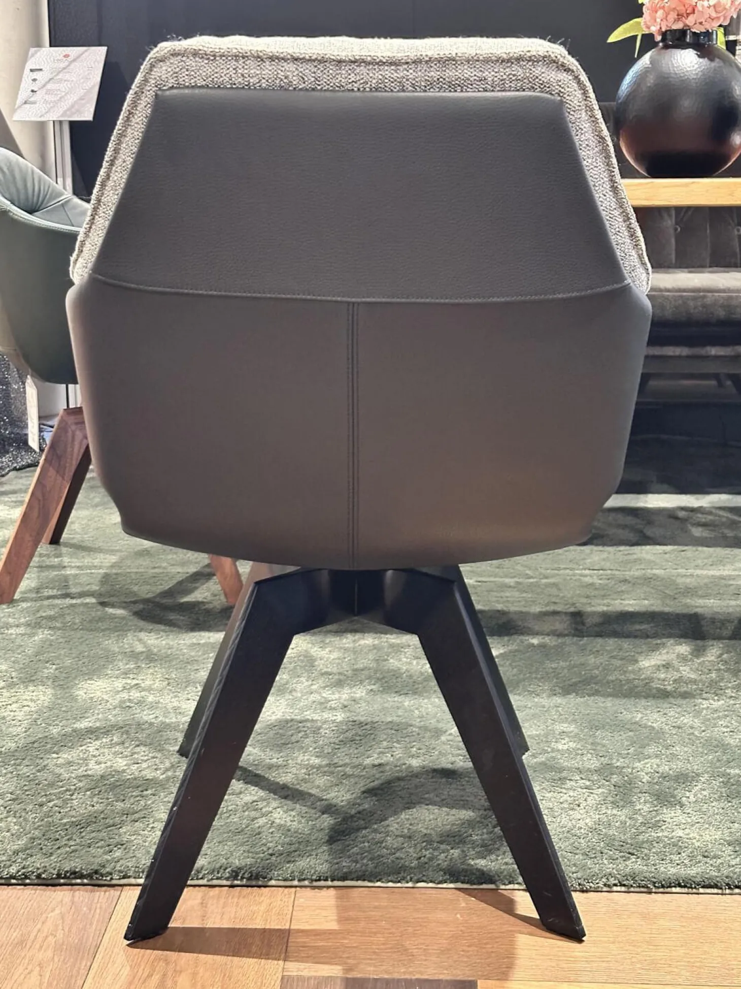 2er Set Stuhl Daron Dining Außen Leder Normandie 1 Schwarz Innen Stoff Yoko BW1727 191 Schwarz Weiß Holzgestell Eiche Massiv Schwarz Gebeizt