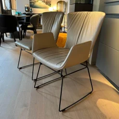 2er Set Stuhl Dexter 2057 Leder 3 Select 12 Schlamm Braun Grau Drahtgestell Schwarz Mit PVC Gleitern