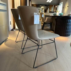 2er Set Stuhl Dexter 2057 Leder 3 Select 12 Schlamm Braun Grau Drahtgestell Schwarz Mit PVC Gleitern