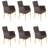 6er Set Stuhl Diverso Leder Toledo Bruin Braun Gestell Vierfuß Eiche Lackiert