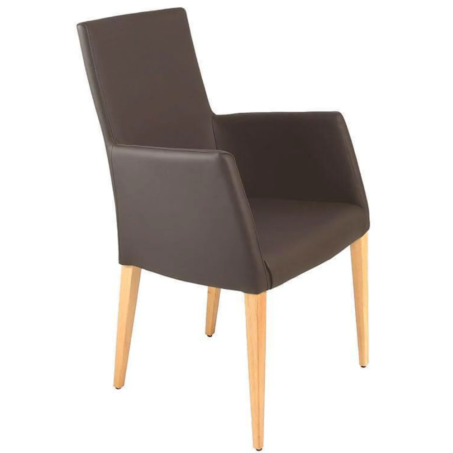 6er Set Stuhl Diverso Leder Toledo Bruin Braun Gestell Vierfuß Eiche Lackiert