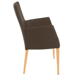 6er Set Stuhl Diverso Leder Toledo Bruin Braun Gestell Vierfuß Eiche Lackiert