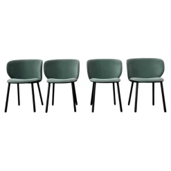 4er Set Stuhl Dua Stoff Erimiti Regal E036 Grün Grau Gestell Holz Schwarz Lackiert