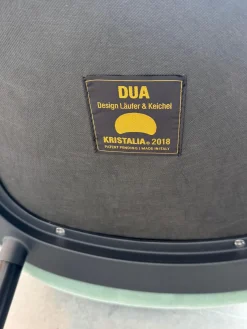 4er Set Stuhl Dua Stoff Erimiti Regal E036 Grün Grau Gestell Holz Schwarz Lackiert