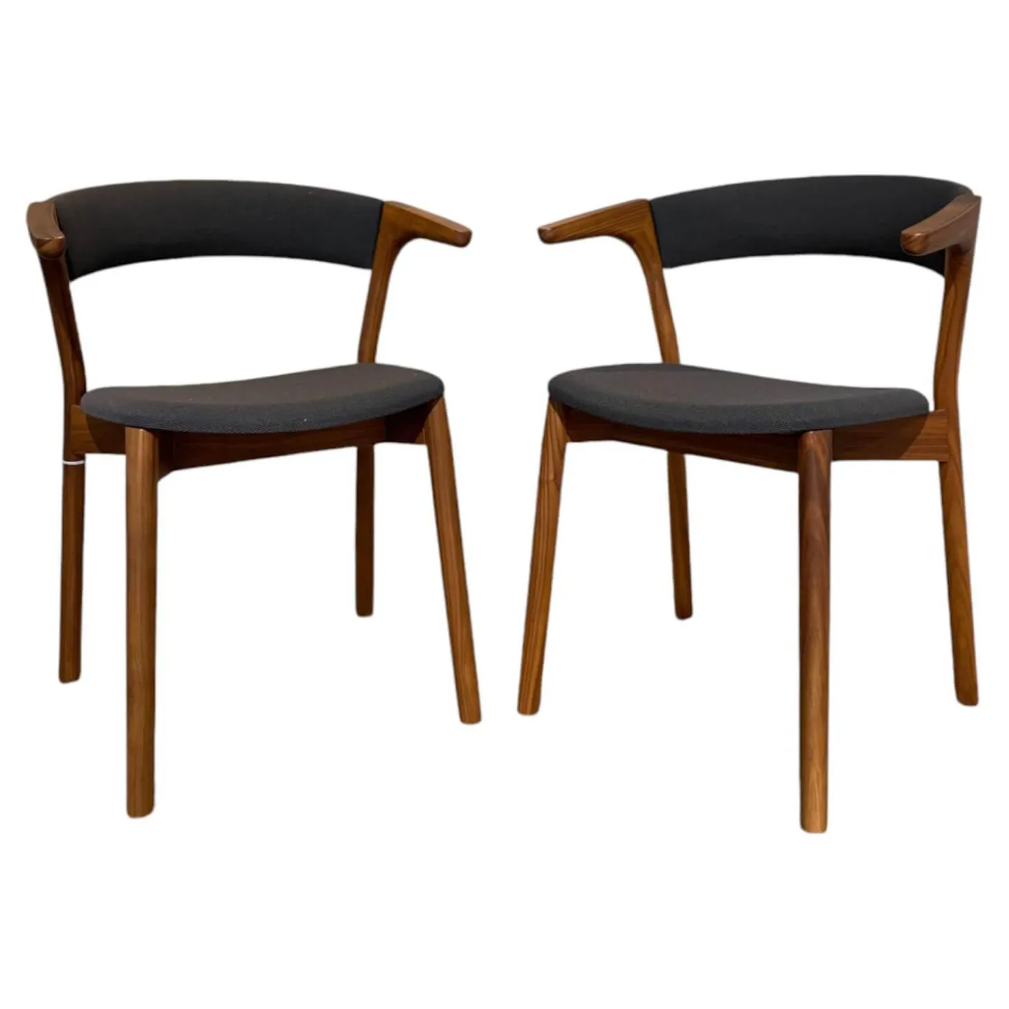 2er Set Stuhl Embra Stoff Steelcut Trio 383 Grau Gestell Nussbaum Natur Lackiert