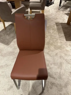 6er Set Stuhl Emma Leder Toledo II Terra Braun Gestell Edelstahl Quadratisch