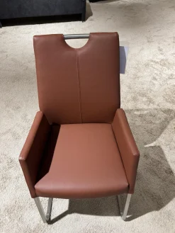 6er Set Stuhl Emma Leder Toledo II Terra Braun Gestell Edelstahl Quadratisch