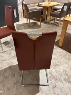 6er Set Stuhl Emma Leder Toledo II Terra Braun Gestell Edelstahl Quadratisch