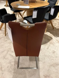 6er Set Stuhl Emma Leder Toledo II Terra Braun Gestell Edelstahl Quadratisch