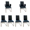 6er Set Stuhl F1 Leder 70240 Schwarz Gestell Stahl Verchromt Glänzend