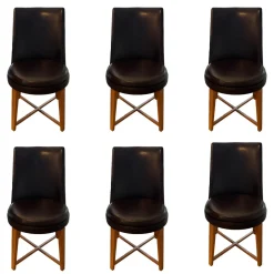 6er Set Stuhl Feel Good CM 48 Leder Pelle 41 Braun Gestell Canaletto Nussbaum