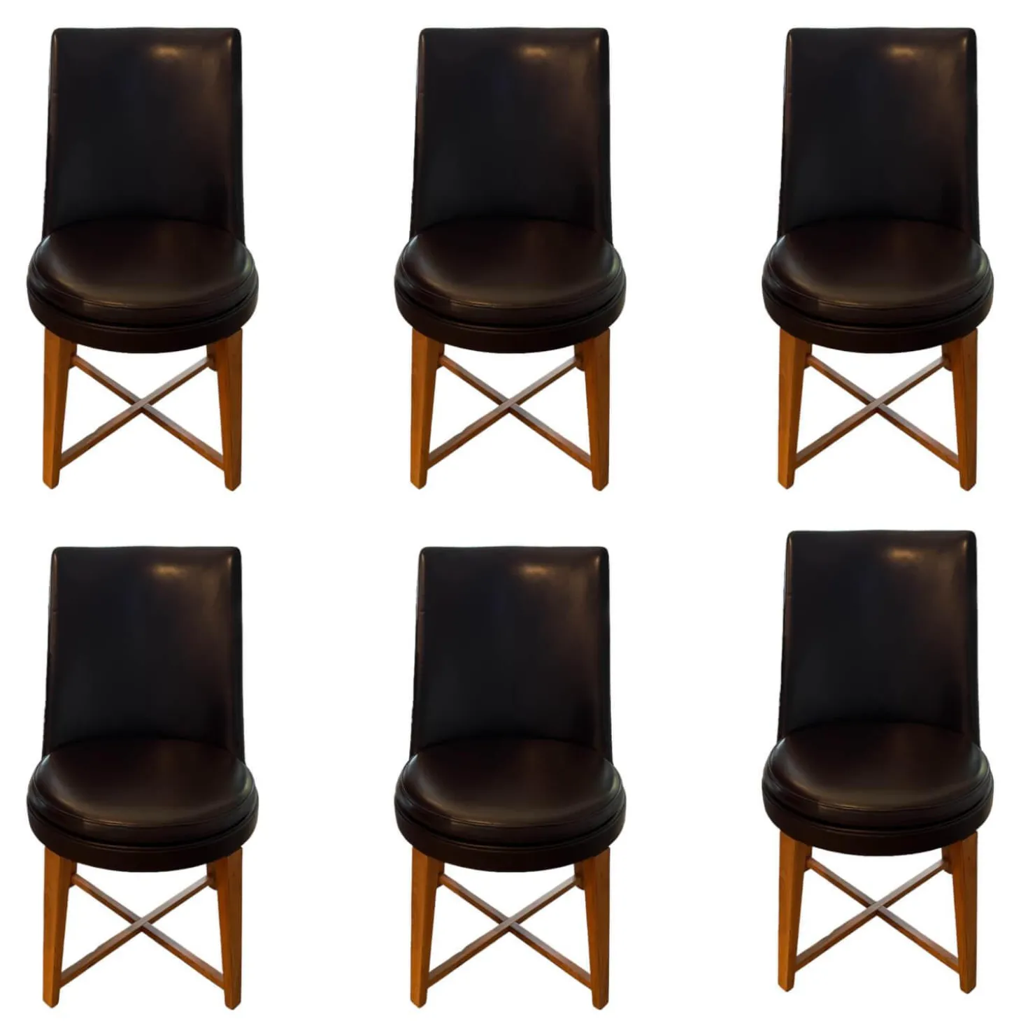 6er Set Stuhl Feel Good CM 48 Leder Pelle 41 Braun Gestell Canaletto Nussbaum