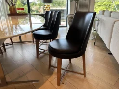 6er Set Stuhl Feel Good CM 48 Leder Pelle 41 Braun Gestell Canaletto Nussbaum