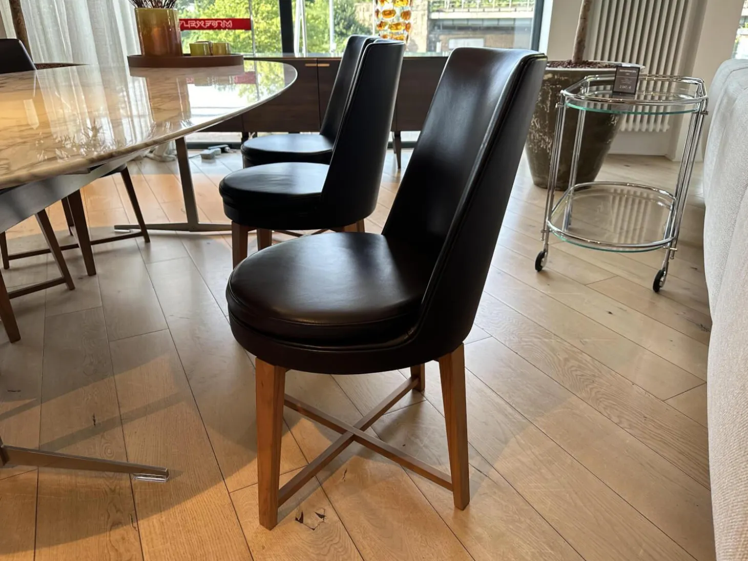 6er Set Stuhl Feel Good CM 48 Leder Pelle 41 Braun Gestell Canaletto Nussbaum