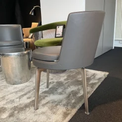 2-er Set Stuhl Feel Good Leder Grau Gestell Silber