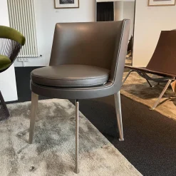 2-er Set Stuhl Feel Good Leder Grau Gestell Silber