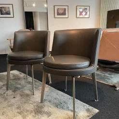 2-er Set Stuhl Feel Good Leder Grau Gestell Silber